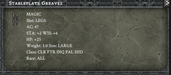 STABLEPLATE GREAVES item card